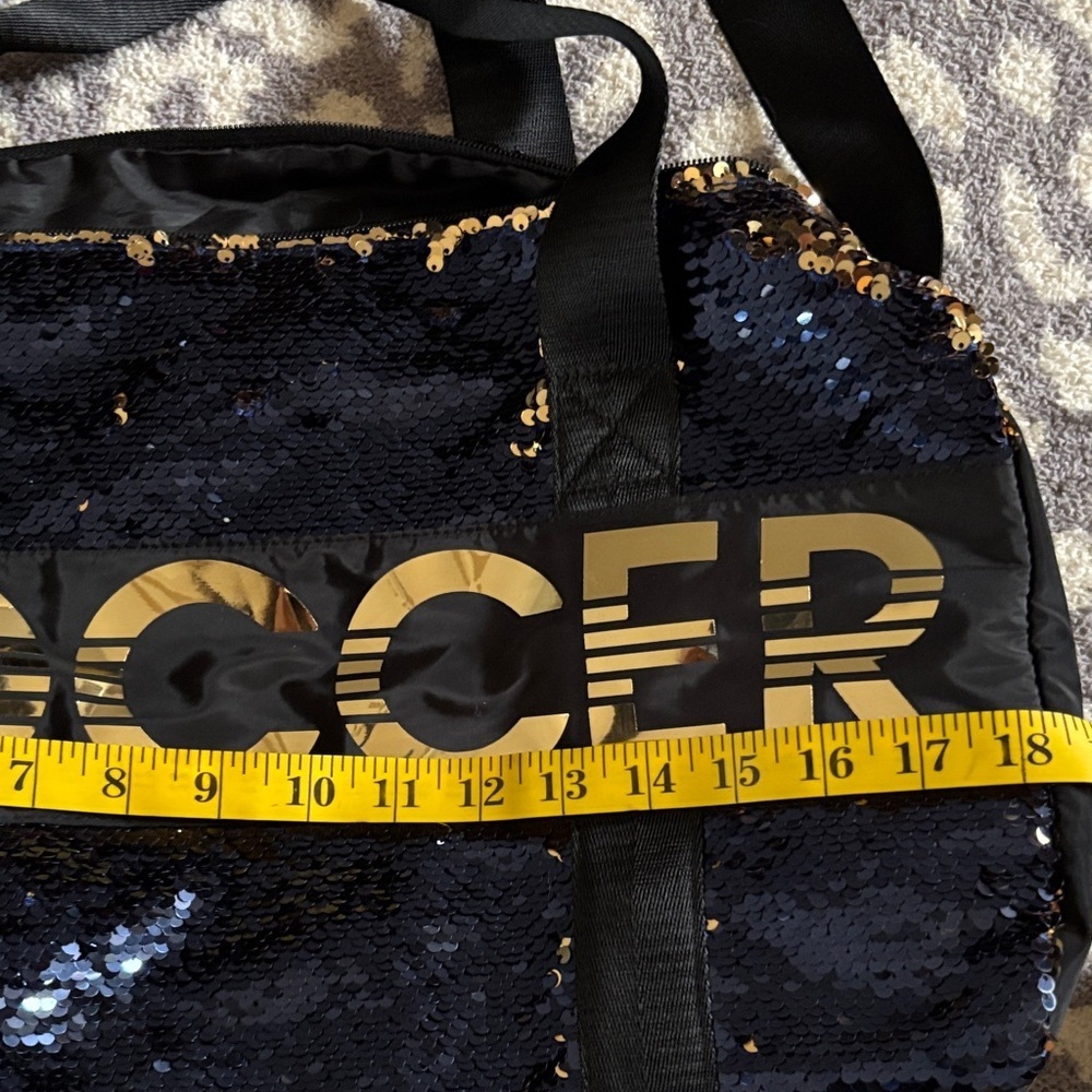 Justice Navy Sequin & Gold Soccer Weekender Bag - Picture 7 of 8